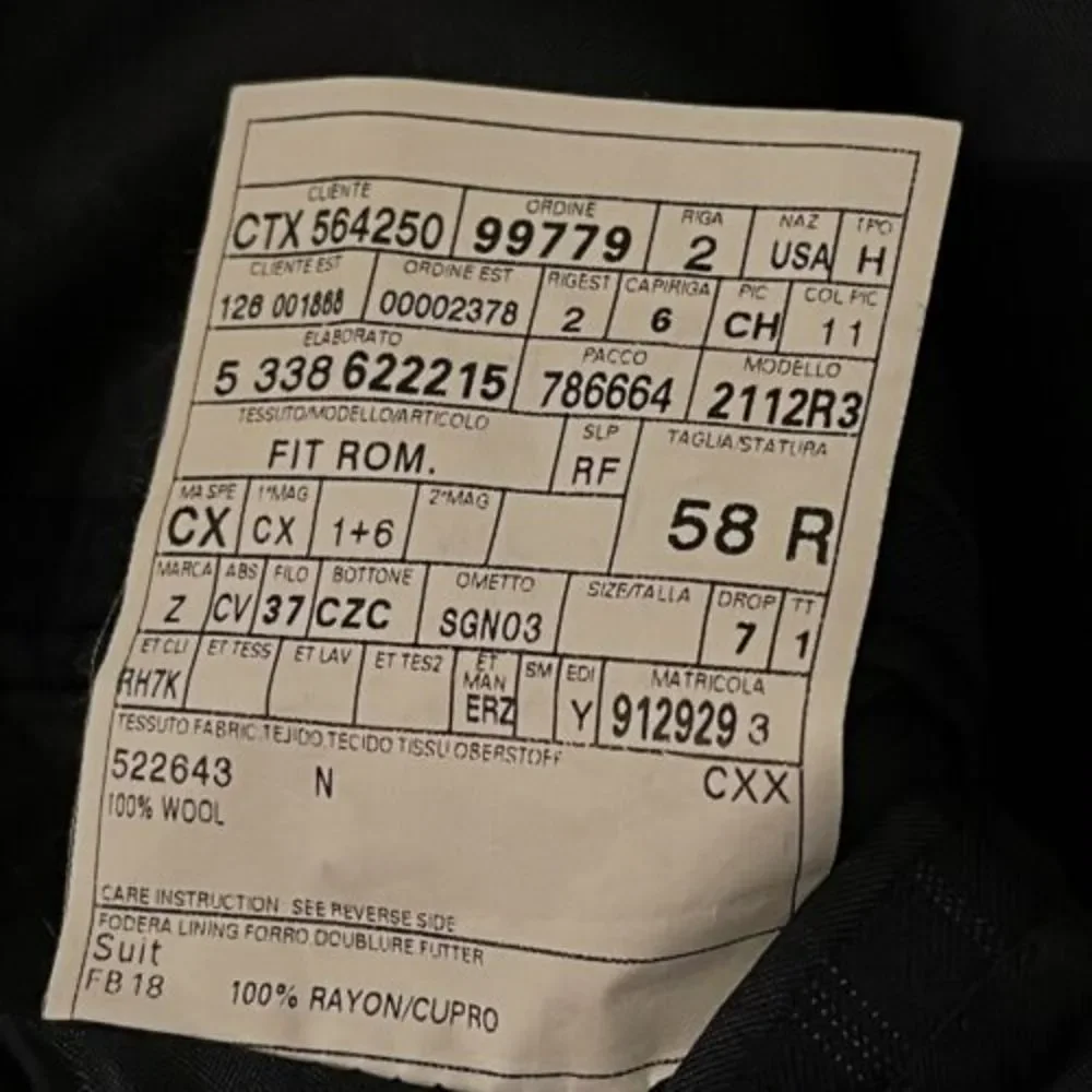 Ermenegildo Zegna Blazer sport coat, 46R,‎ 15 Milmil 15 fabric, Switzerland
